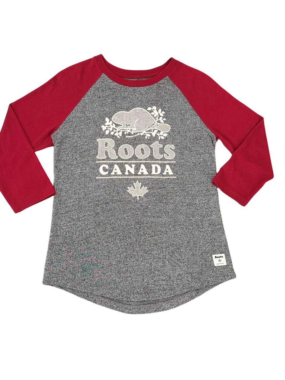 Roots Grey Body with Red Raglan 3/4 Sleeves Baseball Tee